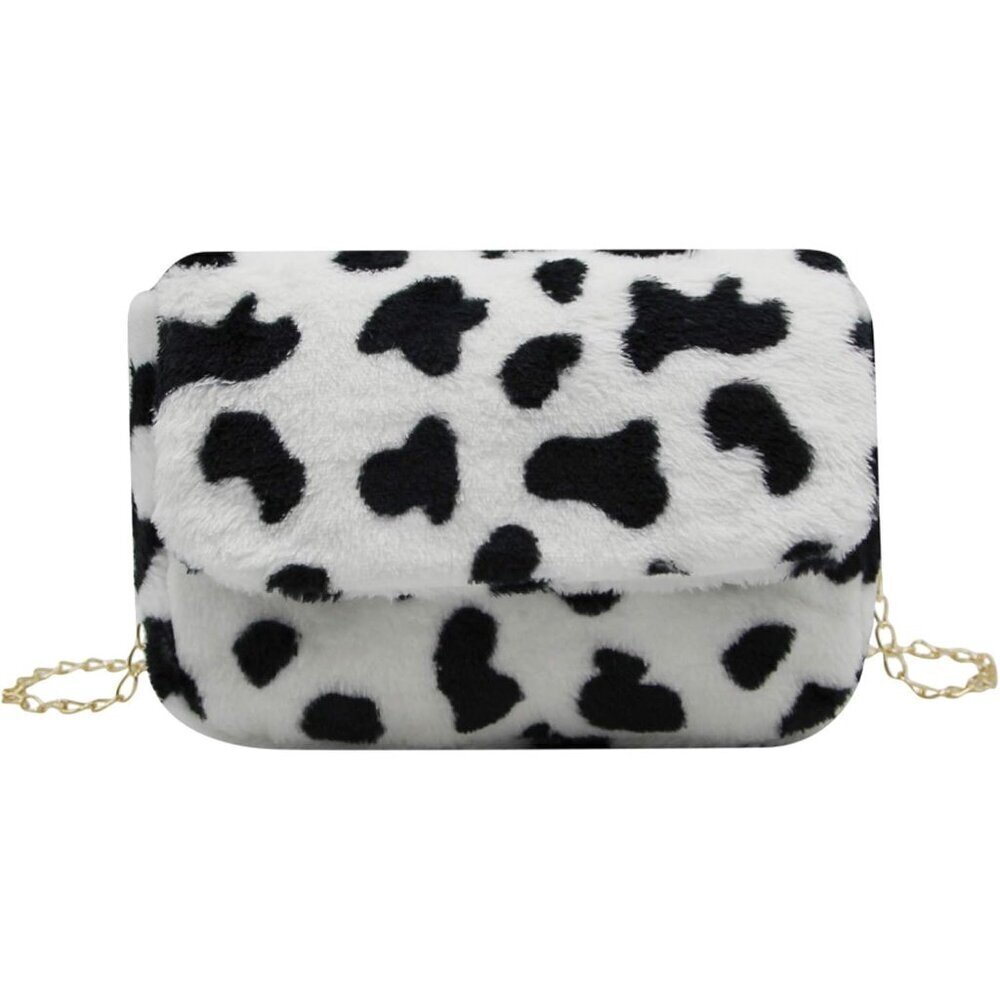 Women Faux Fur Leopard Cow Print Crossbody Shoulder Bag Purse for Fashion